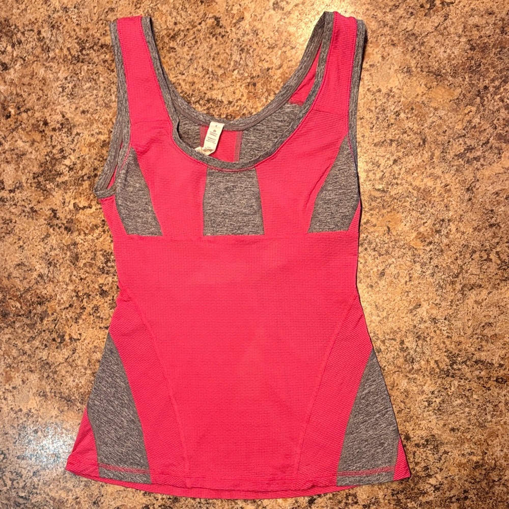 Lululemon Athletica Discontinued Recharge Pink and Gray Tank Top